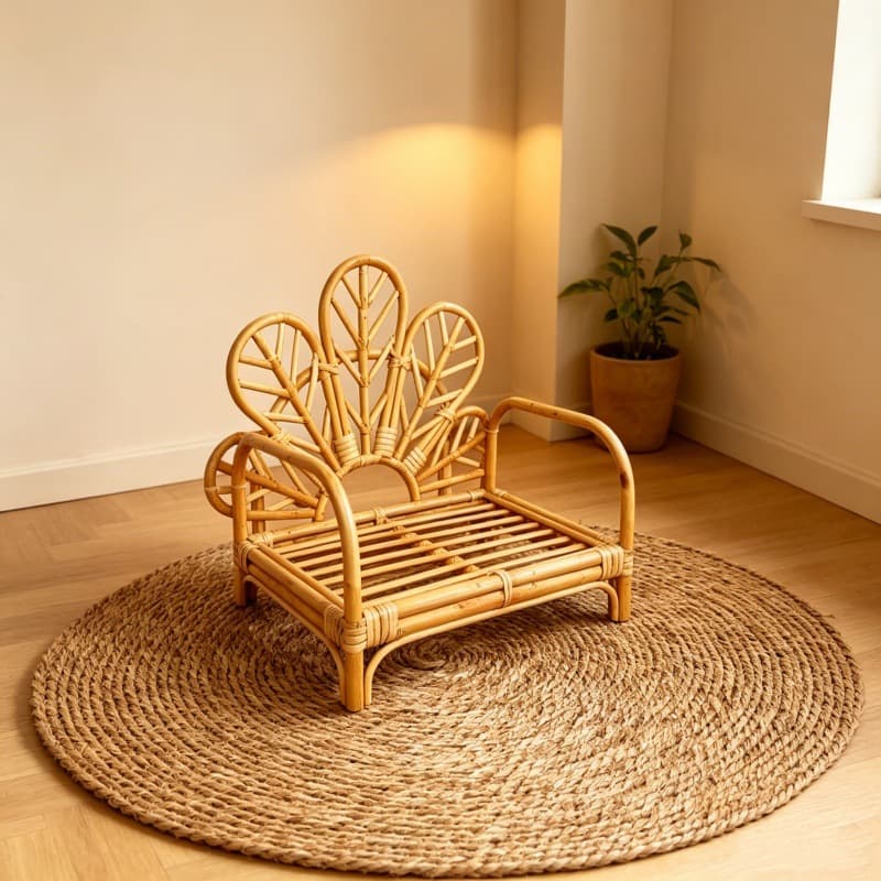 Retro Rattan Baby Crib Chair, Newborn Photo Studio Props, Studio Photography Baby Growth Keepsake