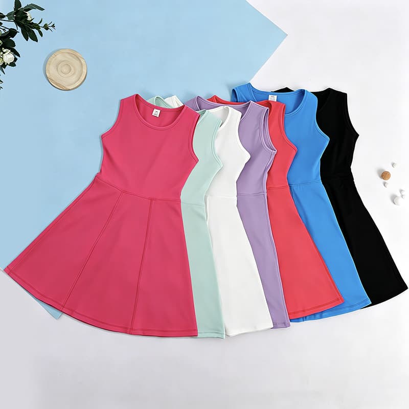 Cross-border Amazon Children's Clothing Solid Yoga Vest Dress for Baby Girls and Girls