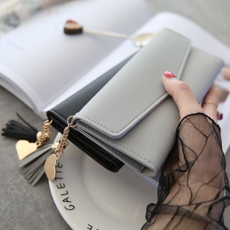 Long wallet, ultra-thin girls' coin purse, large capacity pendant wallet, simple college student mini version card holder