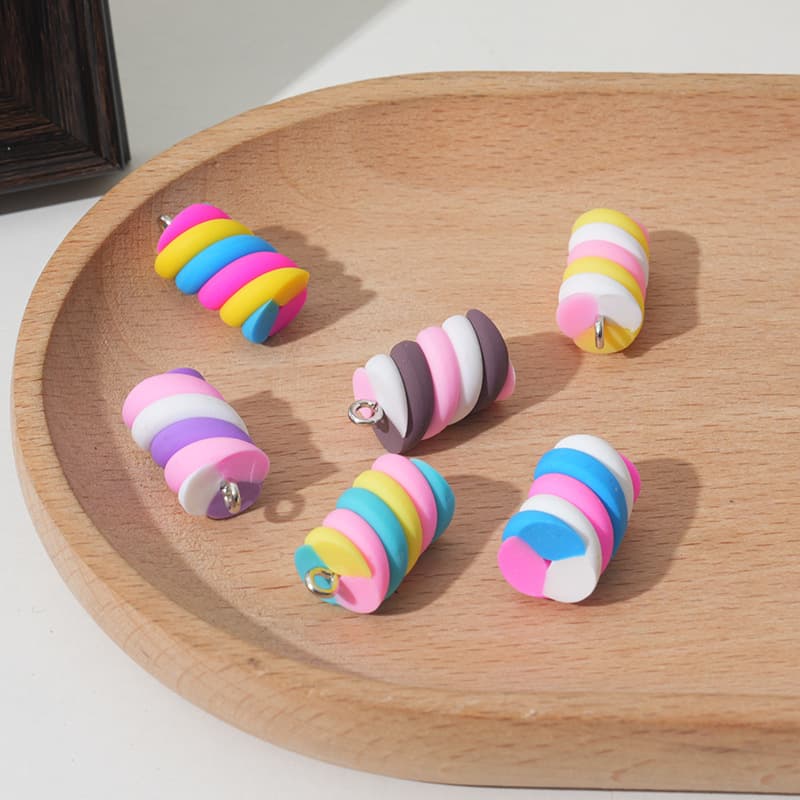 Horn nail simulation color soft pottery resin marshmallow pendant pendant key chain mobile phone case accessories diy material