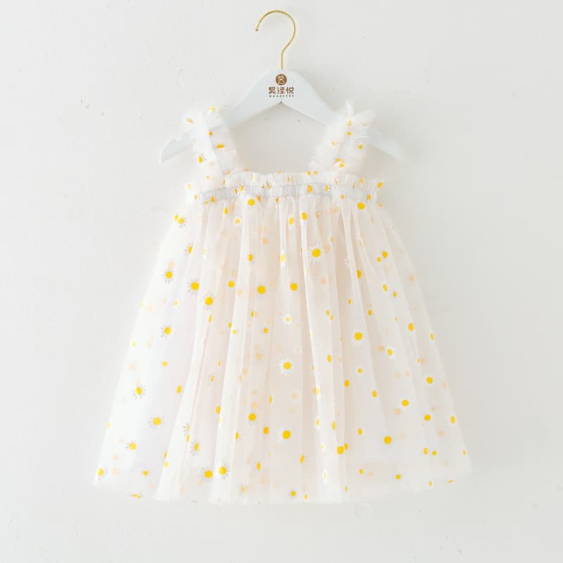 INS Style Children's Dress Summer New Strapless Girls Dress Embroidered Sweet Tulle Skirt Kids Princess Dress Wholesale
