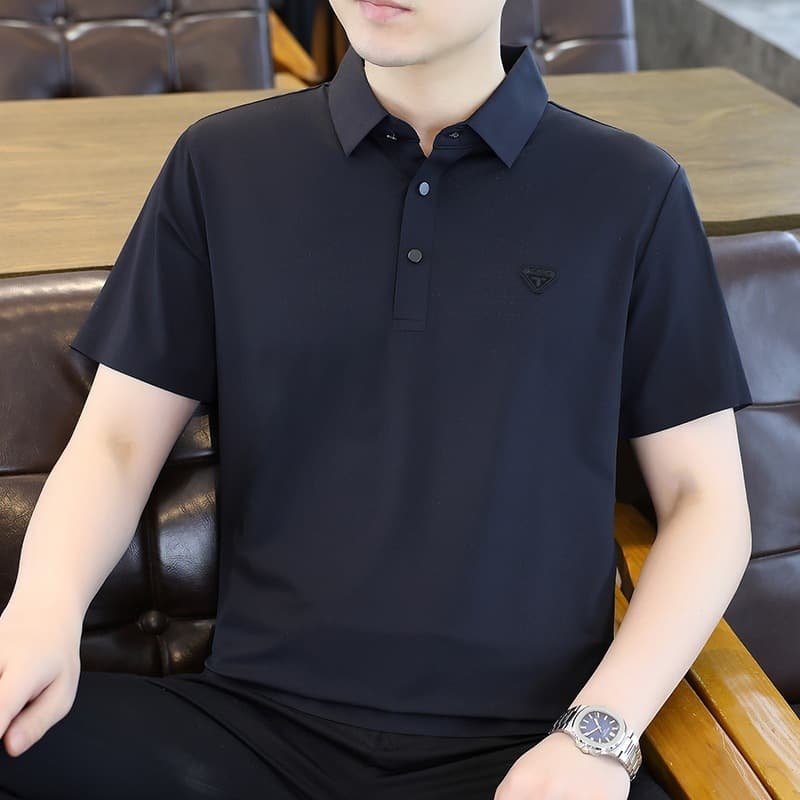 High Temperature Best Seller Seamless Mesh Collar Polo Shirt Short Sleeve T-Shirt 2026 Summer Essential Ice Silk Quick Dry Short T