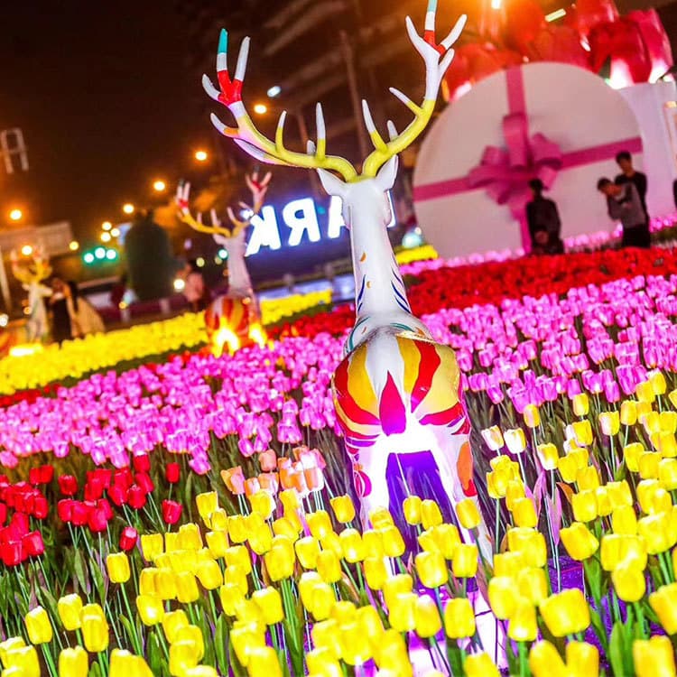 Outdoor Glowing Tulip Light, Landscape Flower Light, Valentine's Day Outdoor Decorative Ground Insert Light