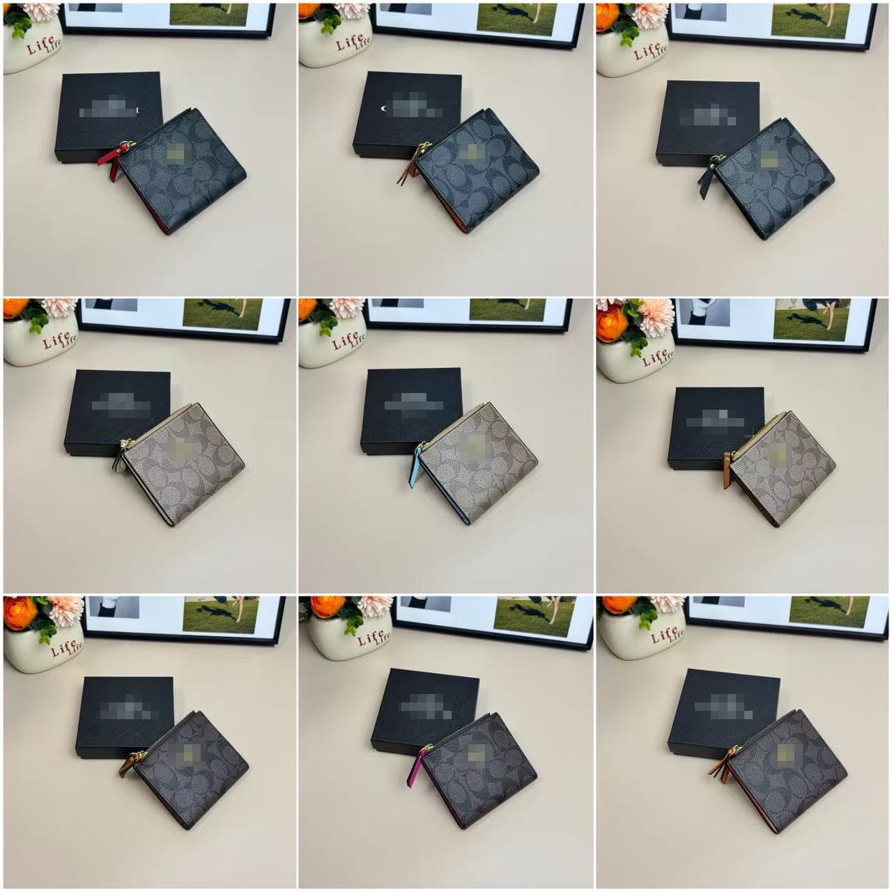Kou Jia Foreign Trade Small Wallet 3-Piece Set New European and American Fashion Personality Small Square Bag Printed Coin Purse with Box and Pendant