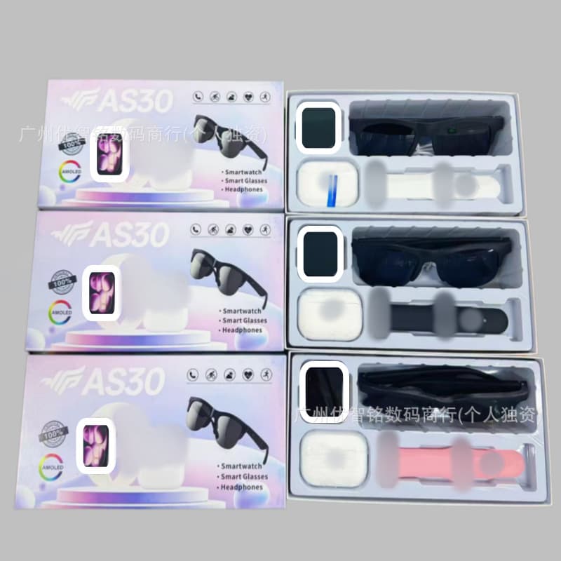 AS30 smart watch Bluetooth headset glasses combination set AS40 Bluetooth call sports step counting health monitoring