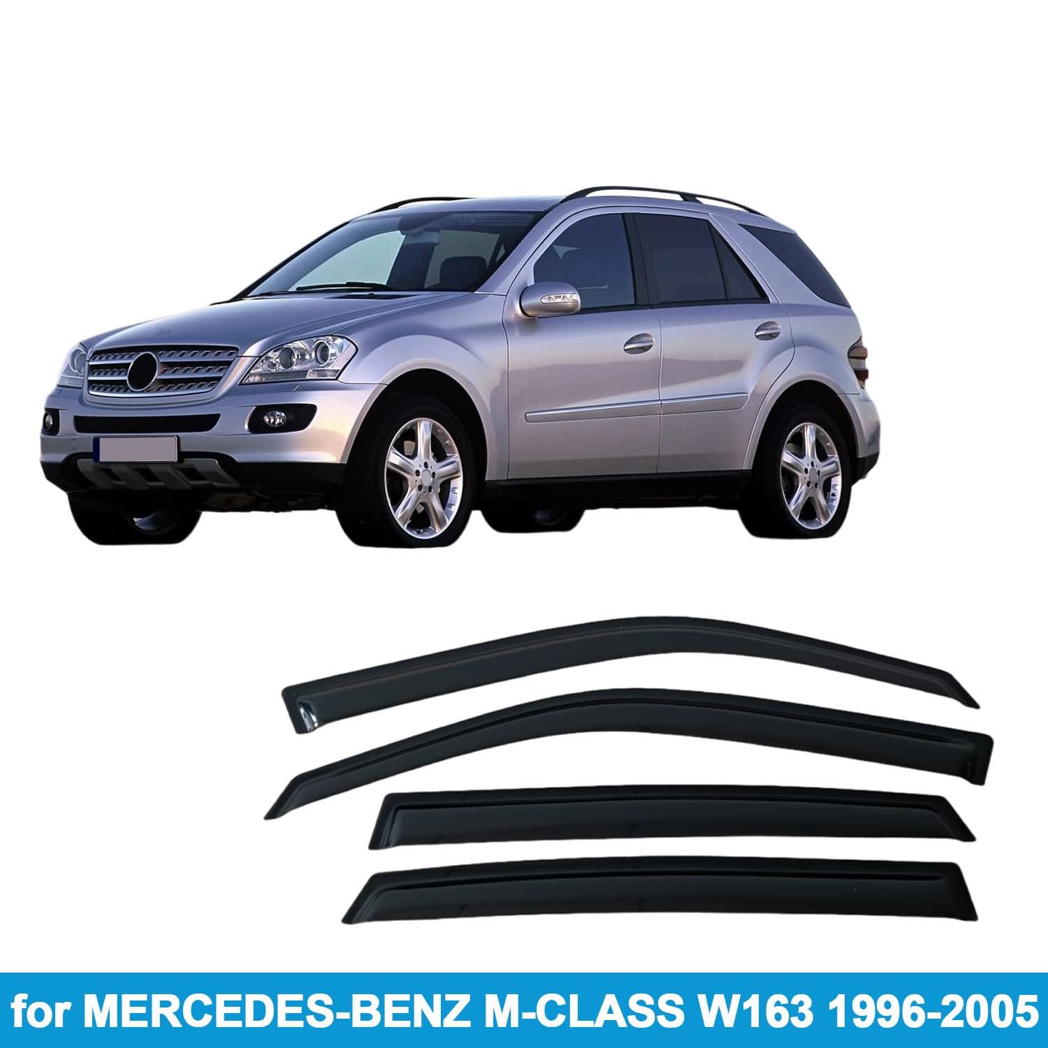 Compatible with MERCEDES-BENZ M-CLASS W163 1996-2005 Rain Guard Side Window Deflector Visor