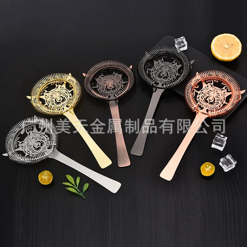 Ice Strainer 304 Stainless Steel Perforated Filter Tiger Cocktail Ice Separator Bar Bartending Tool