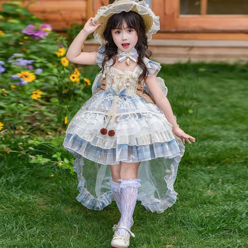 Girls dress summer dress 2026 new style children's Lolita princess dress girl summer fluffy gauze skirt