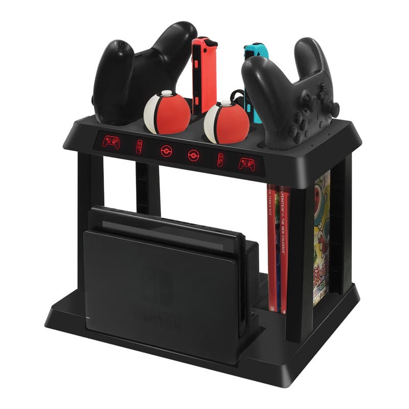 Compatible with Switch OLED charging stand, Pro controller/Poké Ball/JC controller charger, and cartridge storage rack.