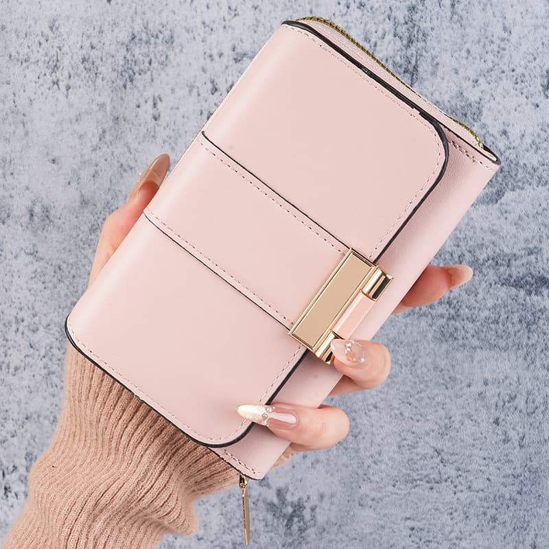 New cross-border multi-functional women's wallet short fashion multi-card slot 3-fold wallet student solid color coin purse