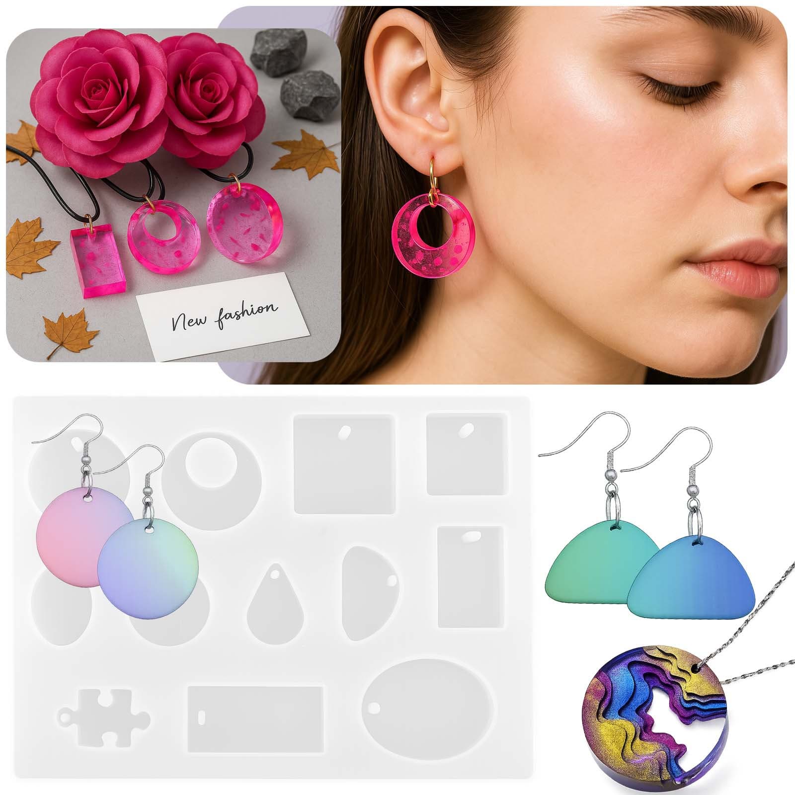 DIY Silicone Mold for Necklace Pendant, Epoxy Resin Mold for Handmade Earrings and Jewelry Making