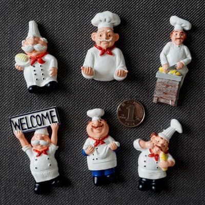 Cross-border European-style Cartoon Chef Fridge Magnet Creative Bread Chef 3D Magnetic Sticker Resin Home Decoration