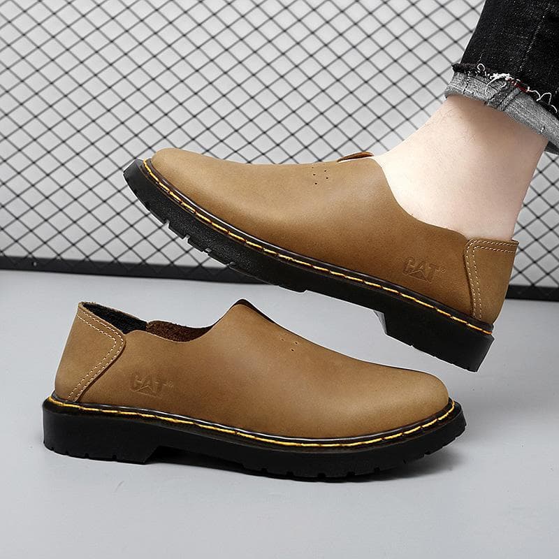 New top-layer cowhide low-top summer casual men's slip-on shoes, lightweight leather shoes, trendy loafers