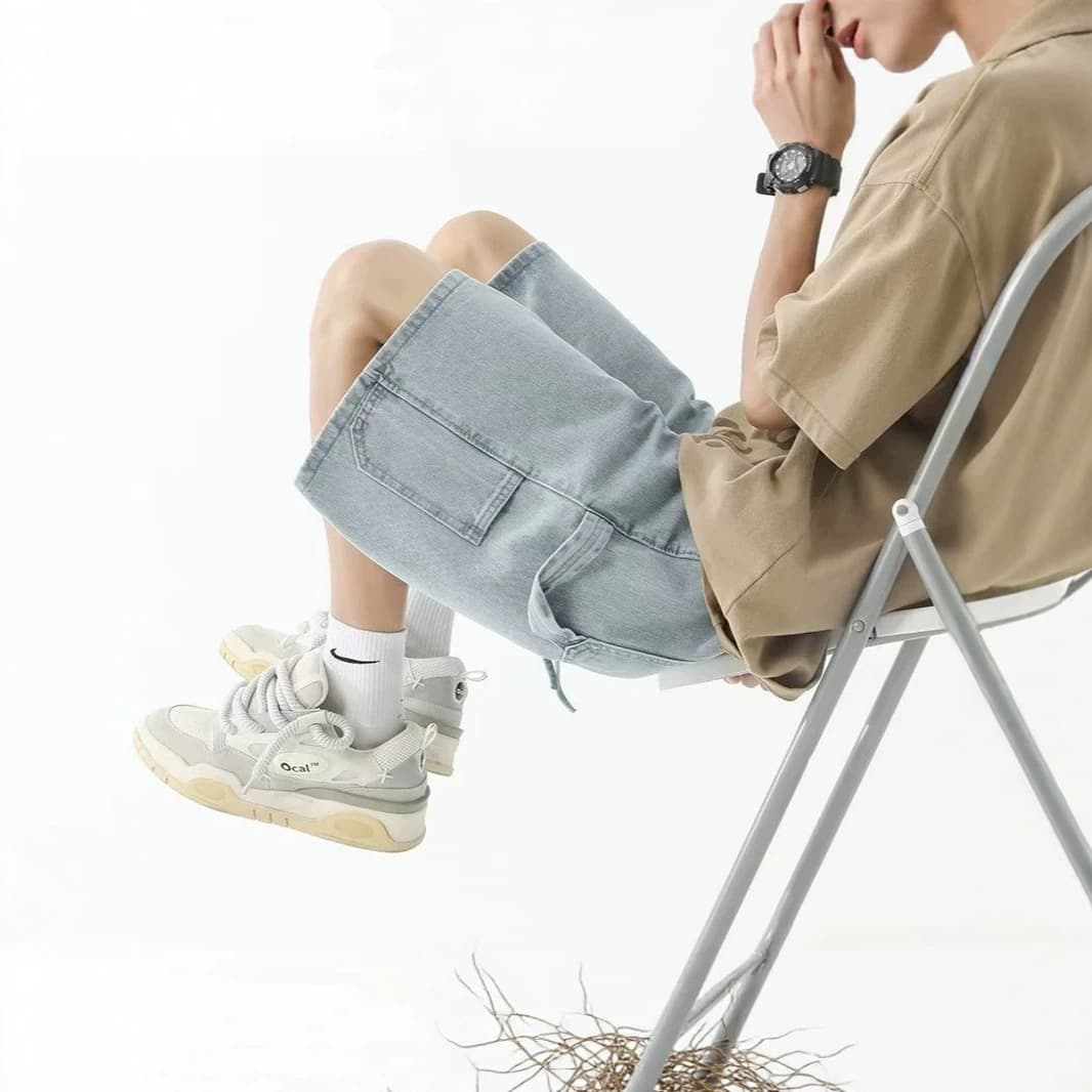 2026 new denim shorts men's summer new high street fashion brand casual trendy five-quarter pants loose jeans