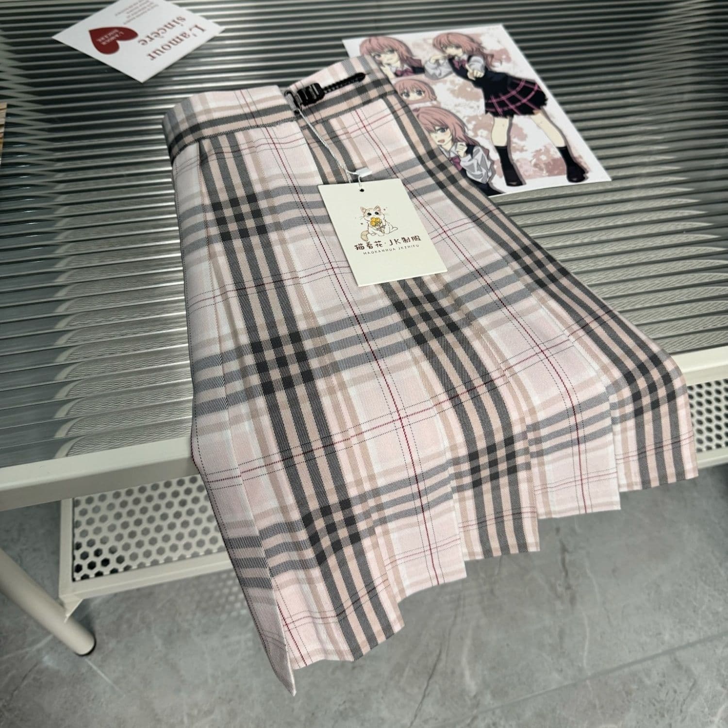 JK Uniform [Plain Face] Original Plaid Skirt Women's Pleated Short Skirt Light Pink Spring Summer Autumn School Supply JK Plaid Skirt
