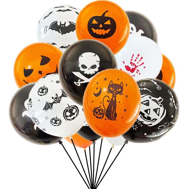 Thickened Black Halloween Balloons Decorations Skeleton Devil Pumpkin Halloween Festival Balloons Latex Round Shape Party Supplies