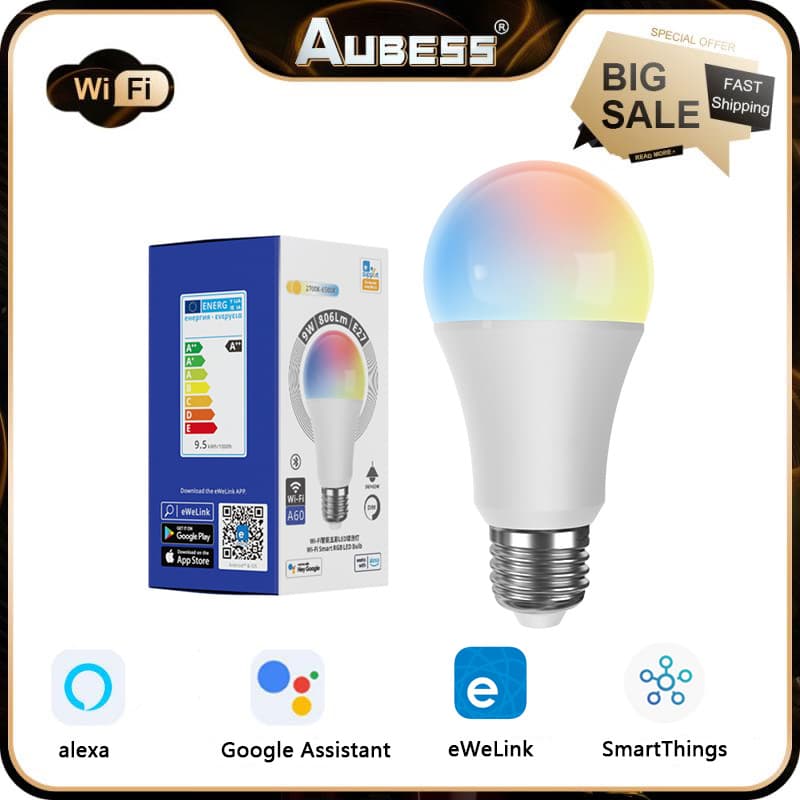 Sonoff WIFI+Bluetooth Dual Control 9W 220-240V E27 Lamp Base RGB+CCT Smart Bulb