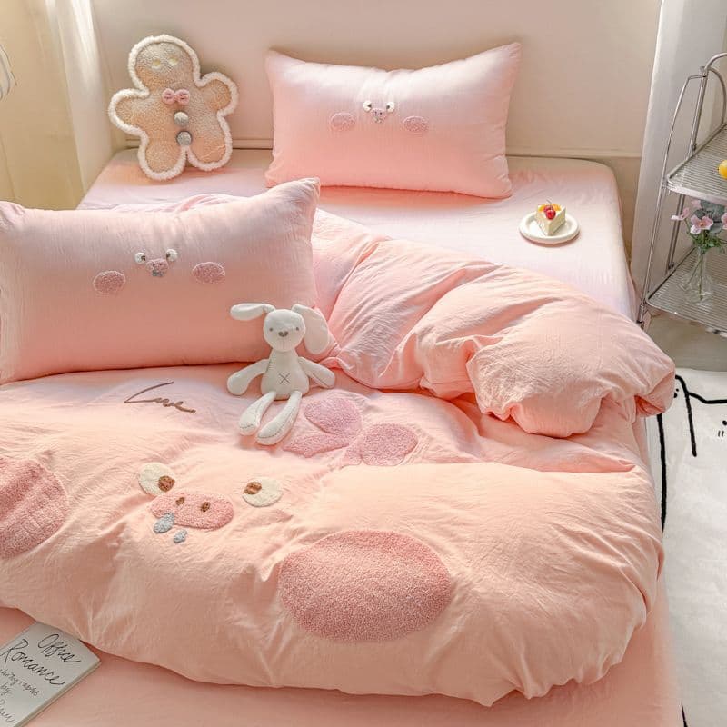 Ins Towel Embroidered Duvet Cover Single Piece 150x200x230 Single Student Dormitory Duvet Cover Single Bed Sheet Pillowcase