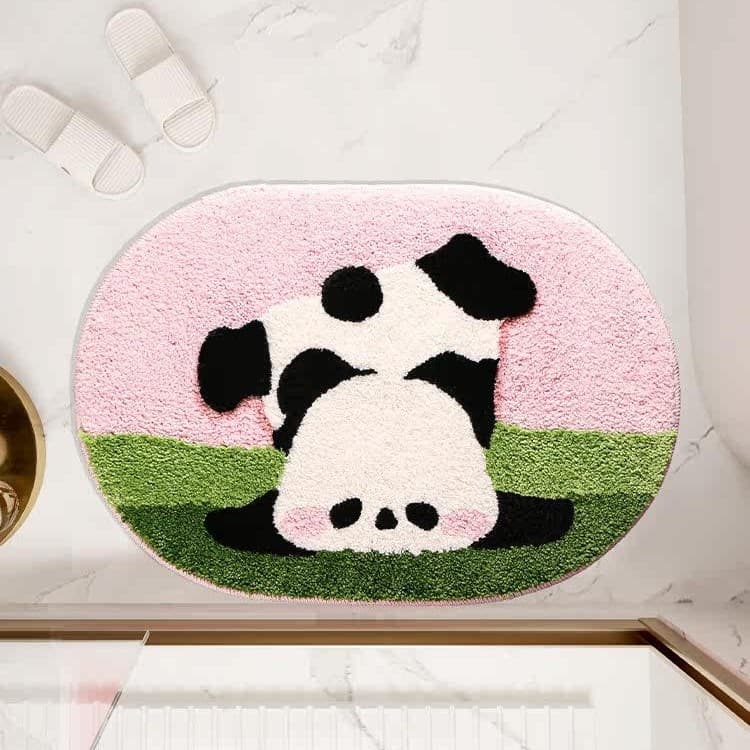 Fresh Bowknot Faux Cashmere Bathroom Mat Cute Cartoon Panda Door Mat