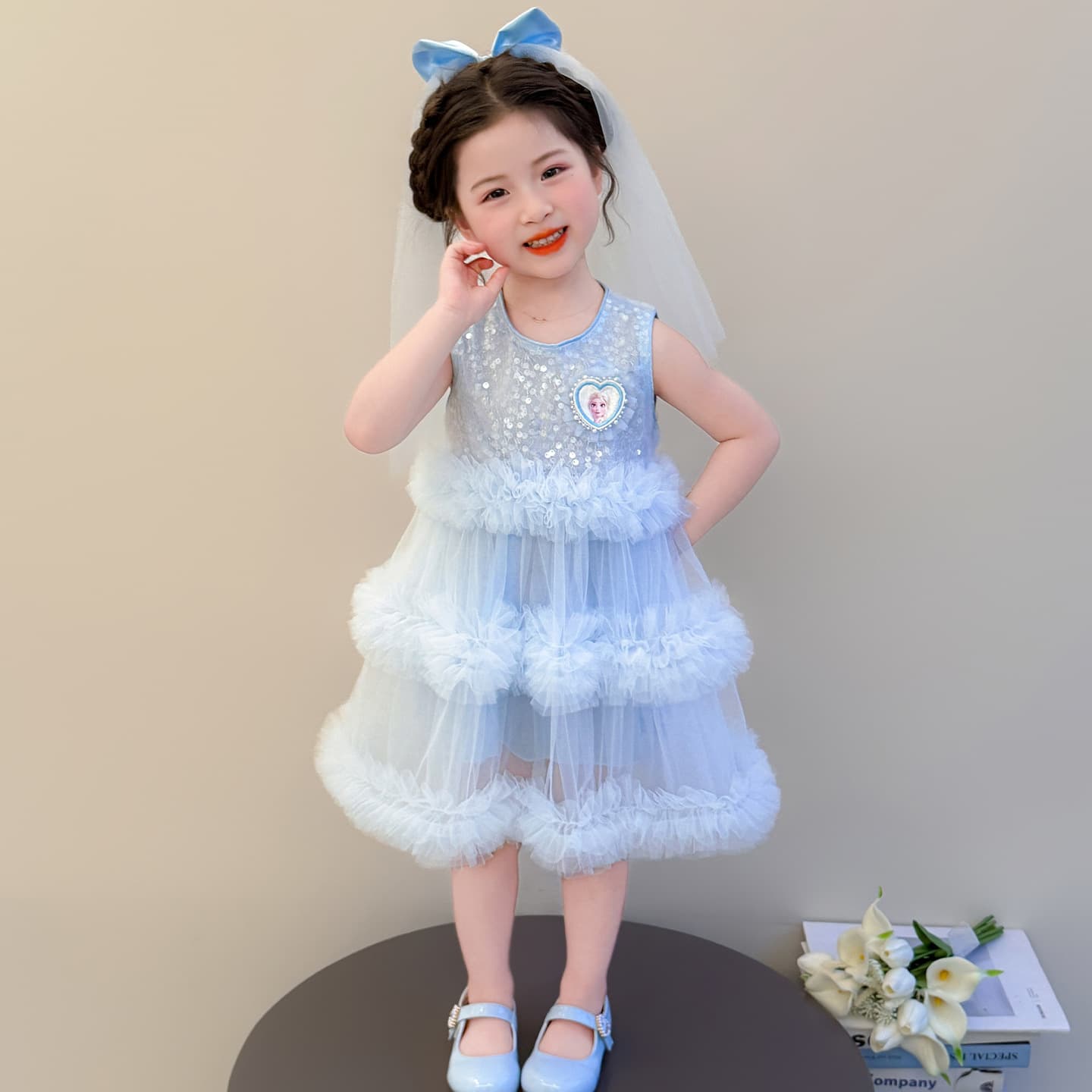Elsa Princess Dress for Girls Summer 2026 New Style Baby Girl Fashionable Sequin Dress Children's Elsa Dress