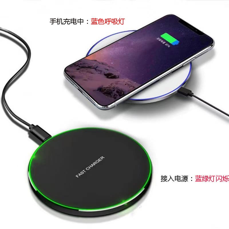 15W Glowing Round Wireless Charger 35W Aluminum Alloy Disc GY68 Phone Charger Fast Charging