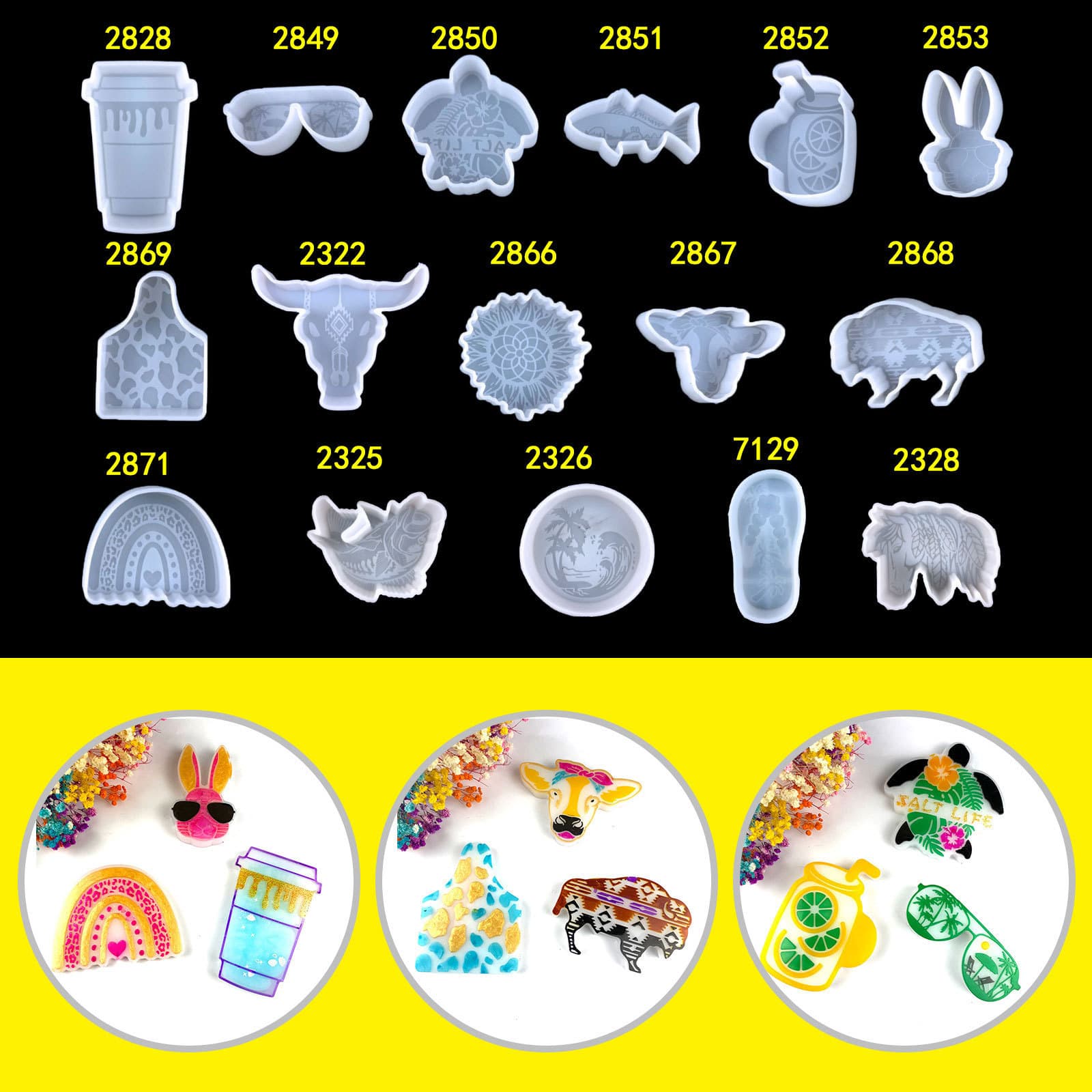 155 Rainbow Aromatherapy Resin Mold Sunflower Car Aromatherapy Mold Bull Head Plaster Candle Silicone Mold