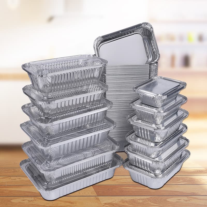 Tin foil boxes for oven baking, commercial rectangular tin foil bowls and plates, aluminum foil packaging, disposable insulated aluminum meal boxes