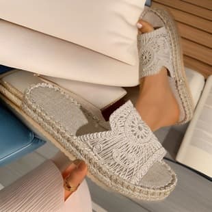 Amazon Cross-border Open Toe Hollow Half Slippers Women Summer Round Toe Flat Slip-on Lazy Fisherman Slippers