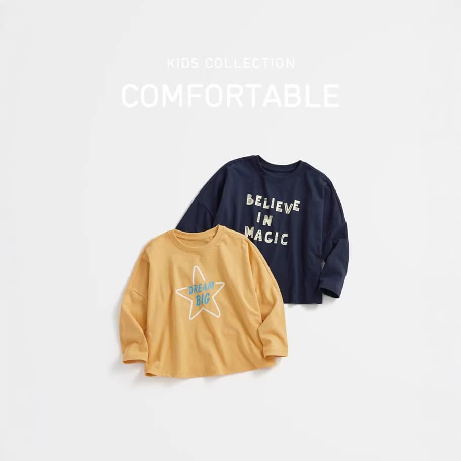 26 new models of medium and large children's pure cotton long-sleeved T-shirts for children, bamboo cotton bottoming shirts for boys and girls, loose off-shoulder Western-style clothes 3