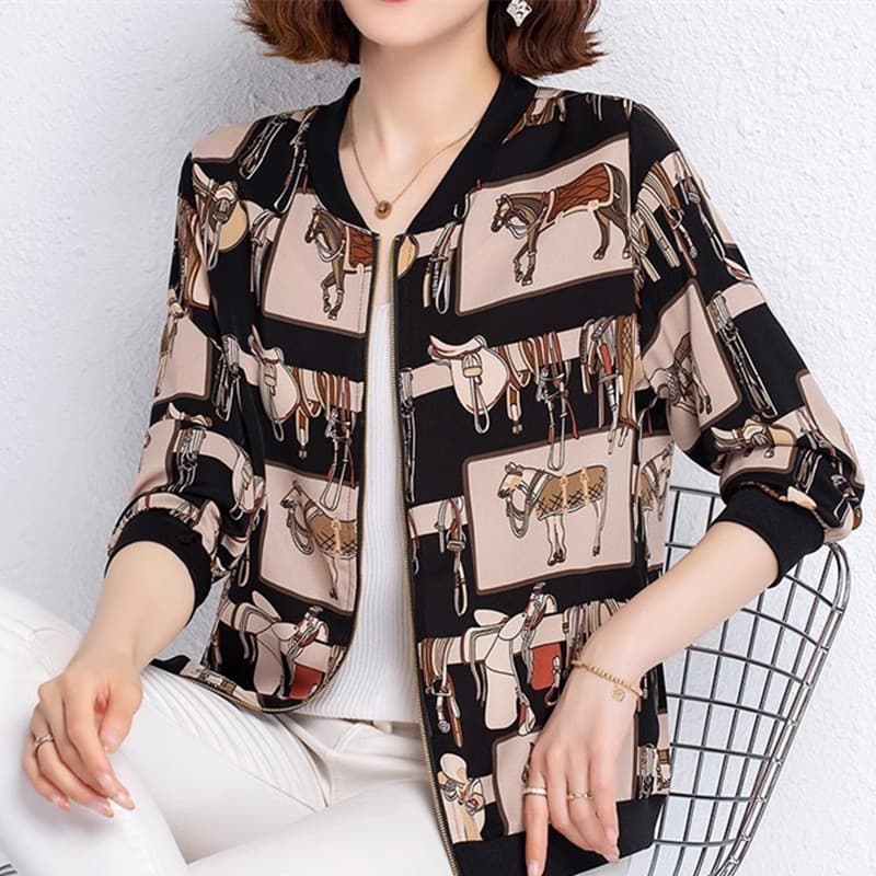 Chiffon Thin Baseball Suit Western Style Coat Women's Summer New Arrival Plus Size All-Match Fashionable Short Coat Air-Conditioning Shirt