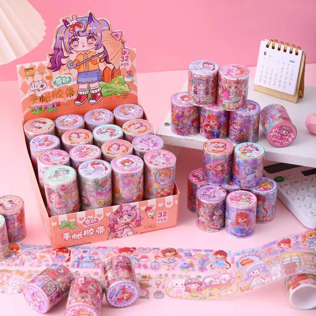 4.5cm Cute Cartoon Journal Tape Stickers Wholesale, Student Children Gift Stationery Materials PET Journal Tapes