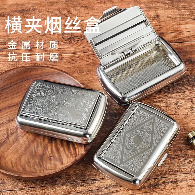 Large Creative Metal Tobacco Box with Horizontal Clip, Portable Cigarette Storage Tin, Sealed, Moisture-proof, and Crush-resistant