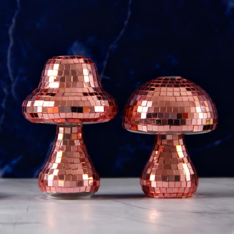 Amazon Hot Selling Disco Mushroom Flower Pot Mirror Disco Ball Flower Pot Vase Living Room Ornaments Party Decoration