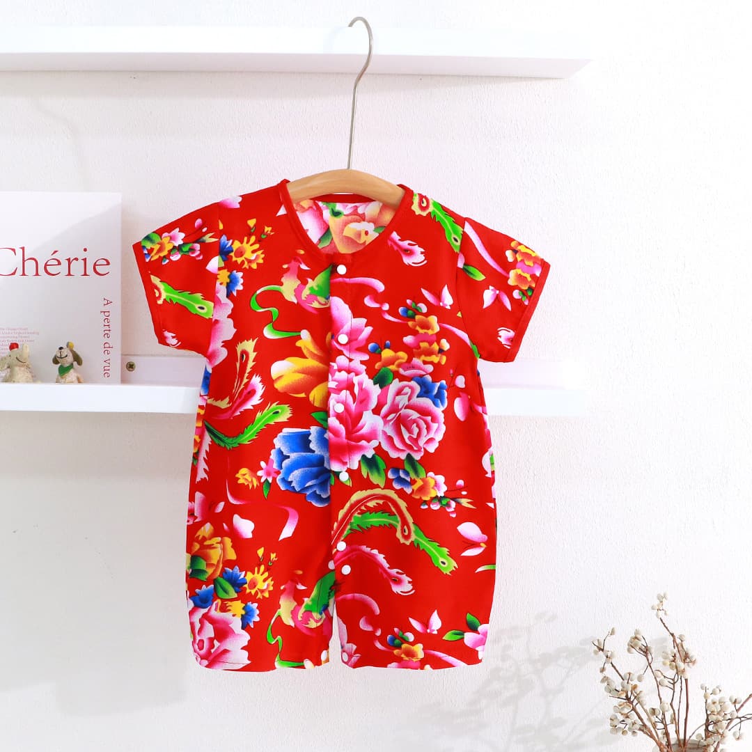 Newborn Baby Cotton Silk Romper, Summer Thin Short Sleeve Bodysuit for Boys and Girls, Crawling Suit