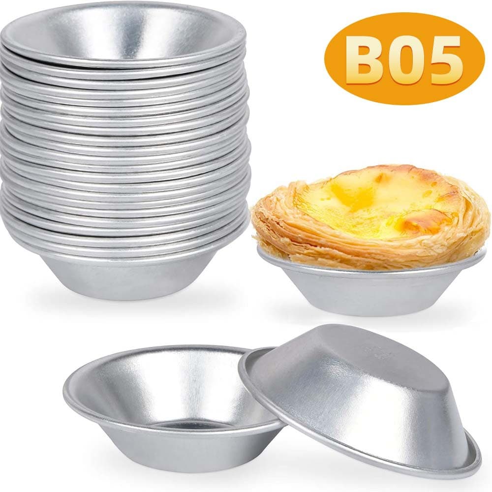 B05 Aluminum Alloy Portuguese Tart Molds, Round Small Tart Molds, Pudding Cups, Cross-border Hot-selling Bakery Tart Holders