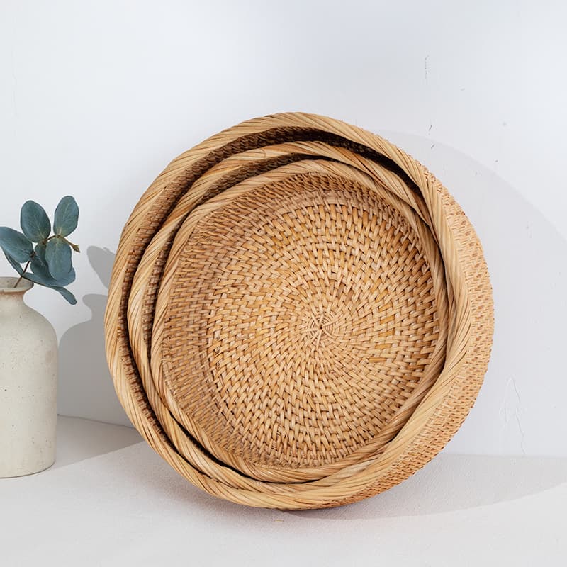 Vietnamese Rattan Woven Storage Basket for Fruits, Bread, Candies, Snacks, and Treats