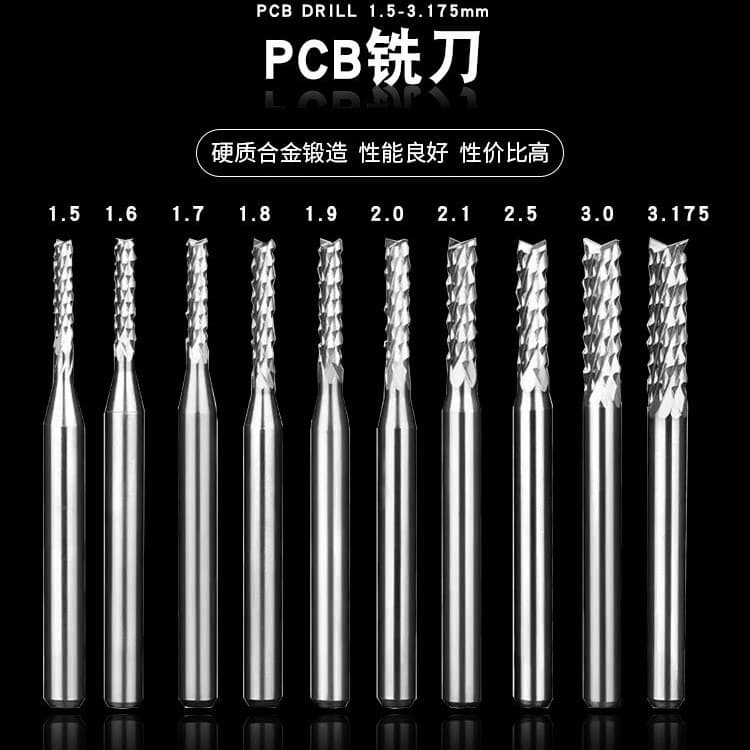 PCB Alloy Tungsten Steel Fine-Tooth Milling Cutter Twist Drill Bit 1.5-3.175mm Professional Cutting Tool for Circuit Boards PCB