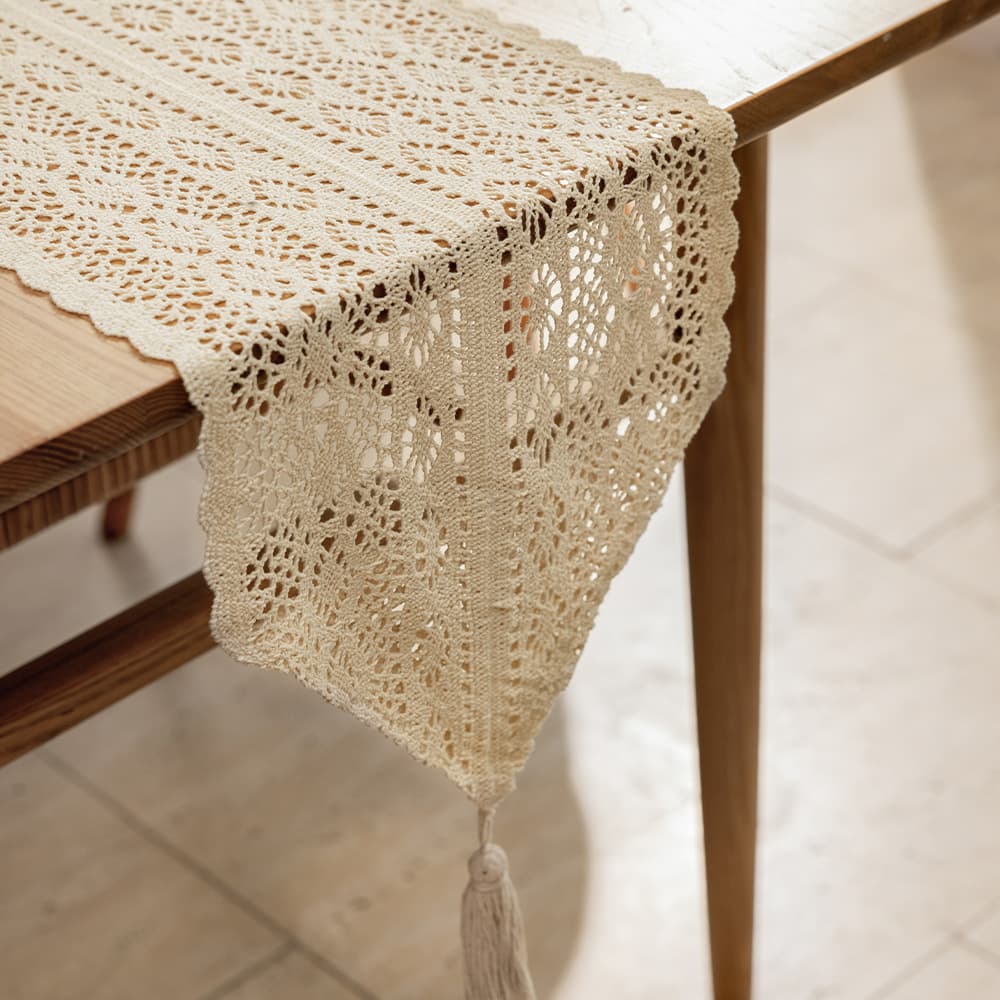 Retro American Country Table Flag Lace Hollow Out Cotton Yarn Crochet Tablecloth TV Cabinet Tea Table Cover Cloth