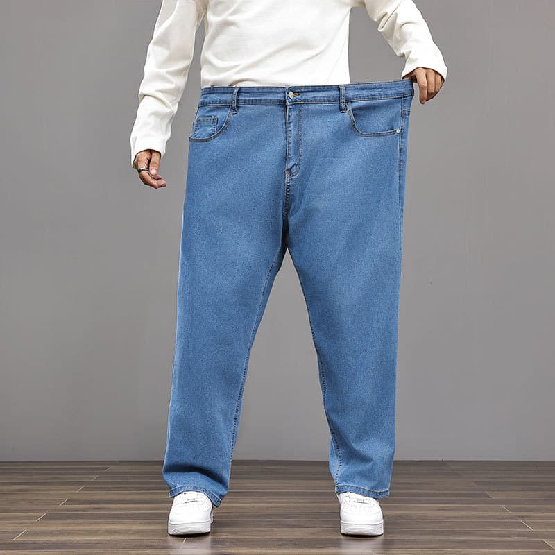 Chunqiu Extra Large Size 400 Jin Plus Size Men's Loose Stretch Straight Leg Jeans High Waist Deep Crotch Jeans