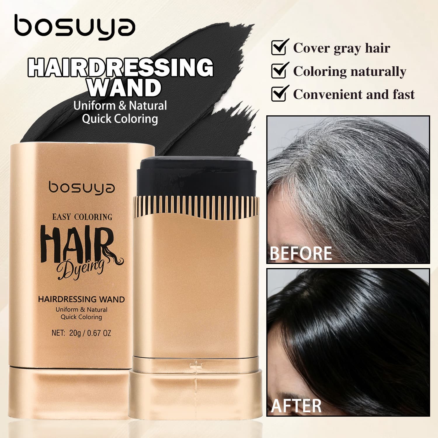 Foreign Trade Cross-Border Hairdressing Stick Disposable Gray Hair Coverage Emergency Black Hair Color Dye
