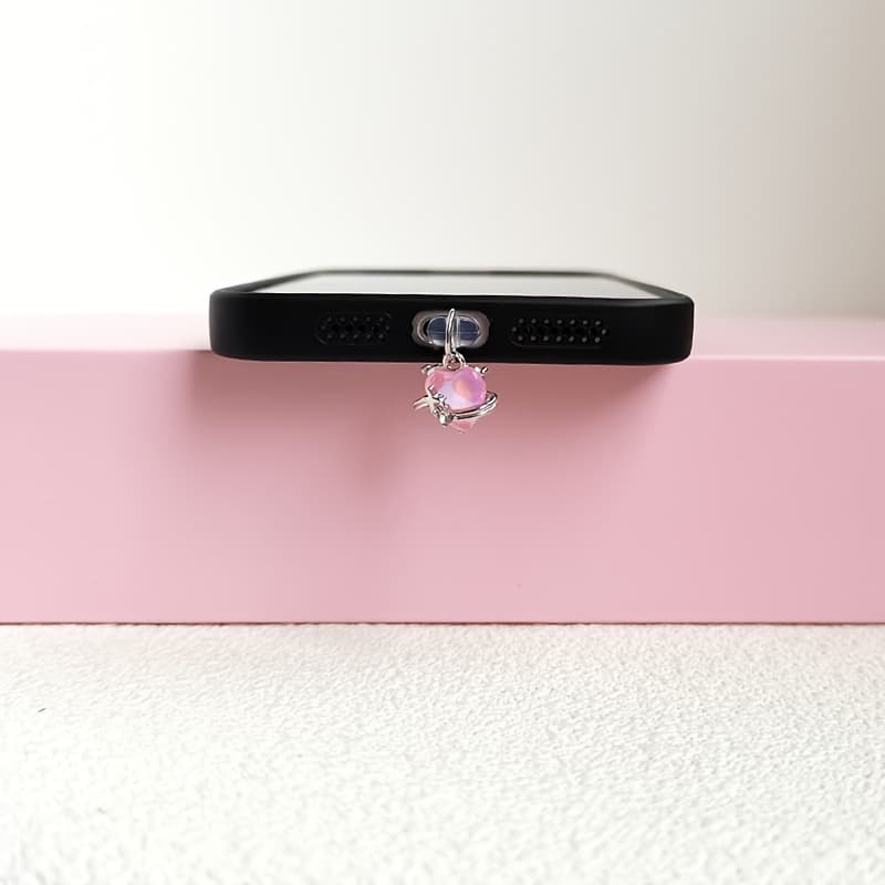 Phone Dust Plug with Unique Heart, Star, and Moon Pendant - Smartphone & Tablet Accessory