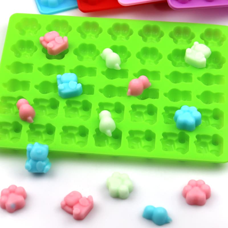 Happy Cute Mini Panda Cat Paw Mini Soft Candy Baking Silicone Chocolate Candy Wax Seal Beads Mold