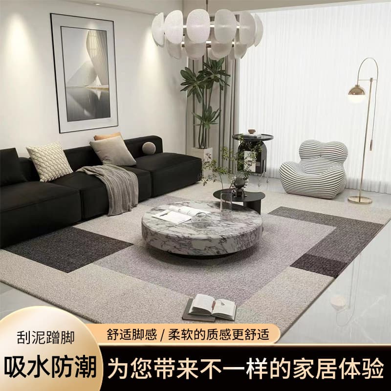 Premium Gray Carpet for Living Room and Bedroom, Luxurious Crystal Velvet Floor Mat, Non-Slip Bedside Rug, Large Area Cushion