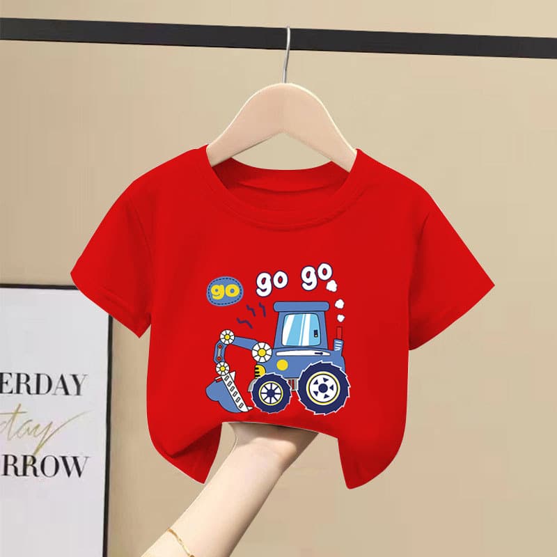 Boys' Short-Sleeve Summer Clothing 2026 New Stylish Round-Neck T-Shirt for Older Children, Trendy Summer Half-Sleeve Top for Kids