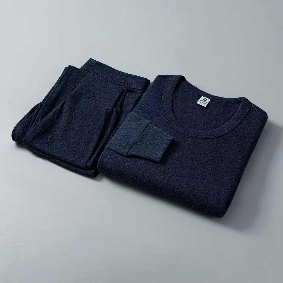 2025 Men's Pure Cotton Autumn and Winter Thermal Underwear Set Thin Warm Round Neck Long Johns New
