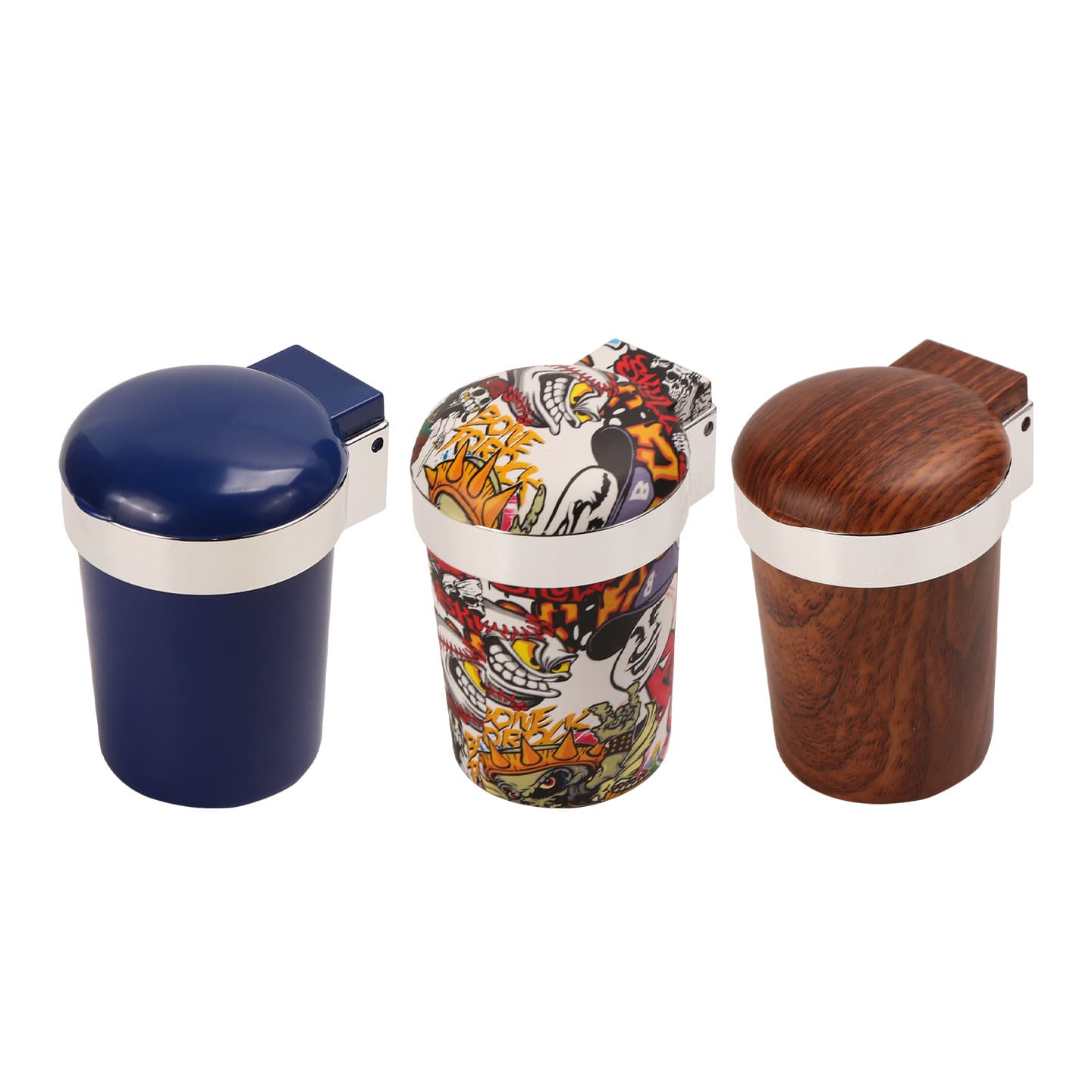 New Cross-Border Car Ashtray with Lid, Portable Electroplated with Light, High Appearance, Dust-Proof Ashtray