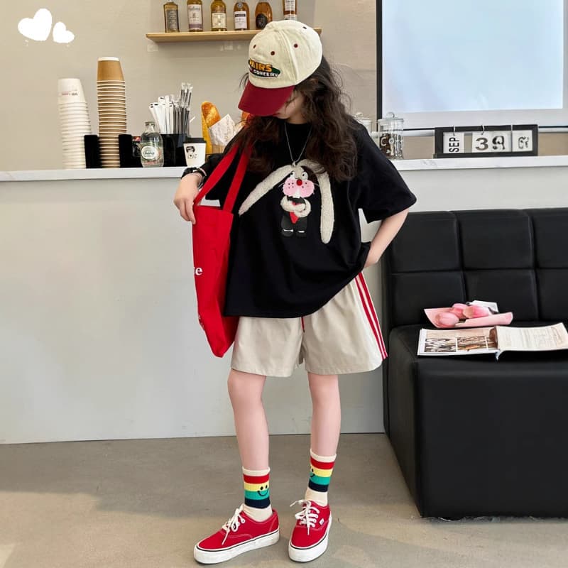 Girls Short Sleeve Cotton T-Shirt Summer Fashionable Kids Clothing Pure Cotton Short Sleeve Top for 8-9 Years Old Children