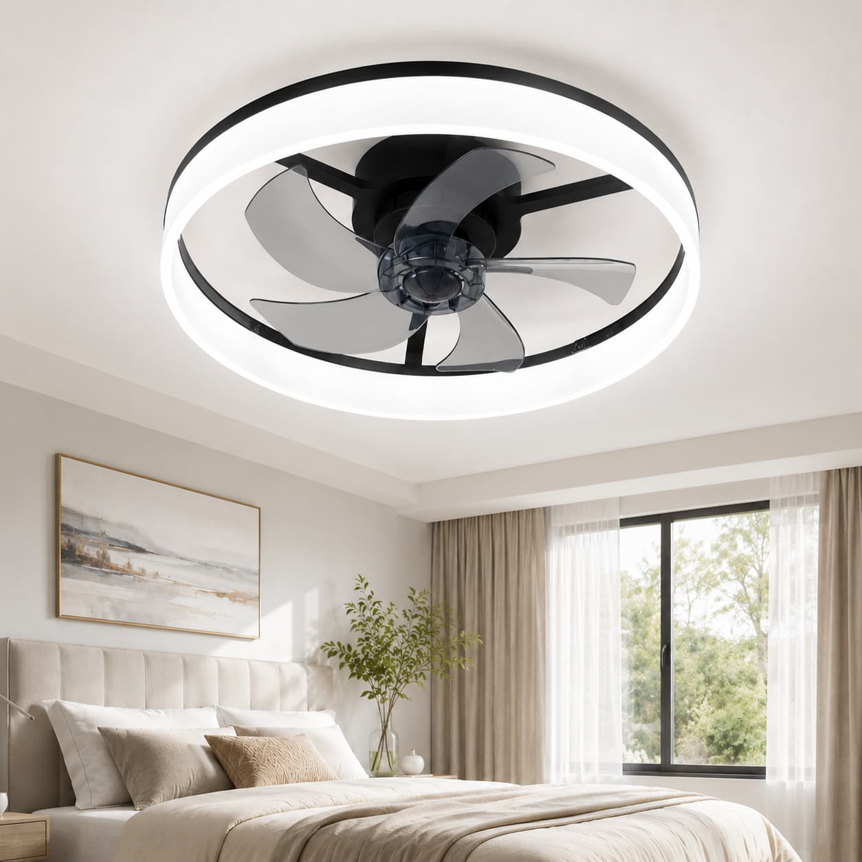 Cross-border Bedroom Ceiling Fan Light, Modern Minimalist Dining Room Study Integrated Ceiling Fan Light, Zhongshan Lighting Factory, Japanese Standard