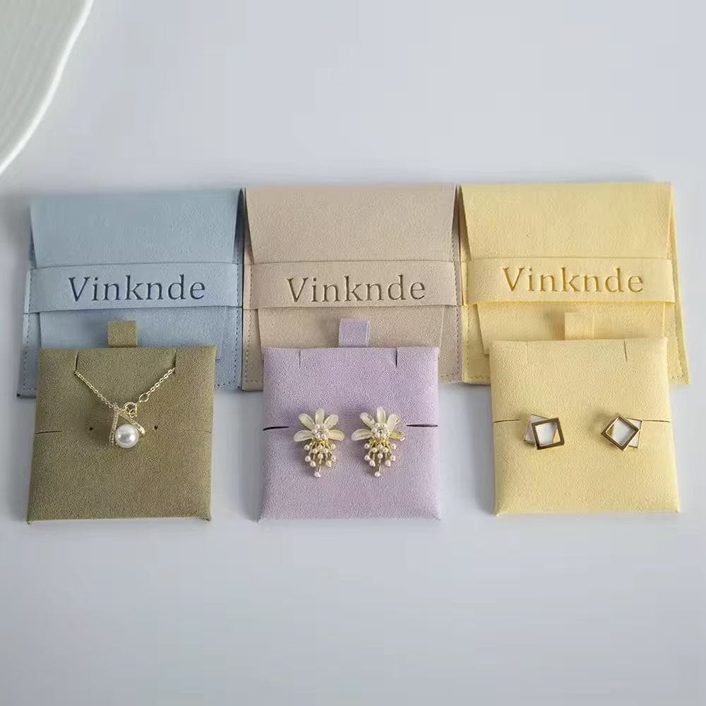 High-Quality Jewelry Bag with Flip Cover, Velvet Pouch with Snap Button for Earrings and Necklaces, Drawstring Bag with Logo Printing