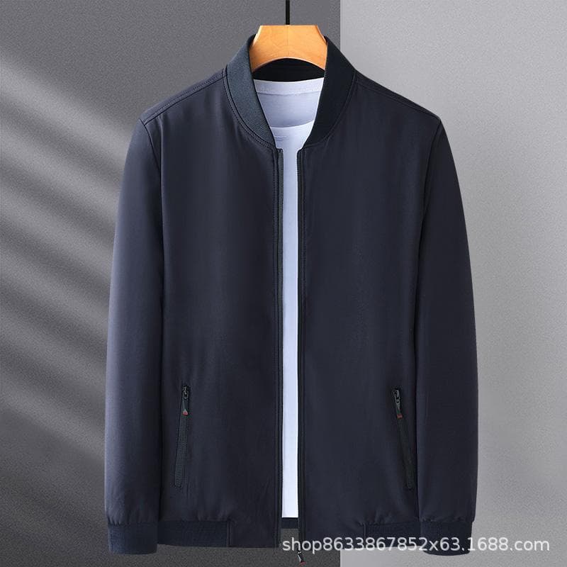 Men's Jacket Spring Autumn Thin Mid-Aged Outerwear for 40s 50s Men, Large Size Stand Collar Coat 2025 Spring